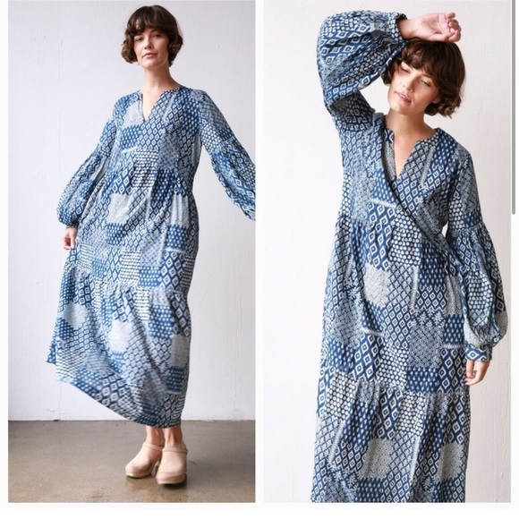 Matta Jade Patchwork Dress in Natural Indigo size XS - Picture 2 of 9